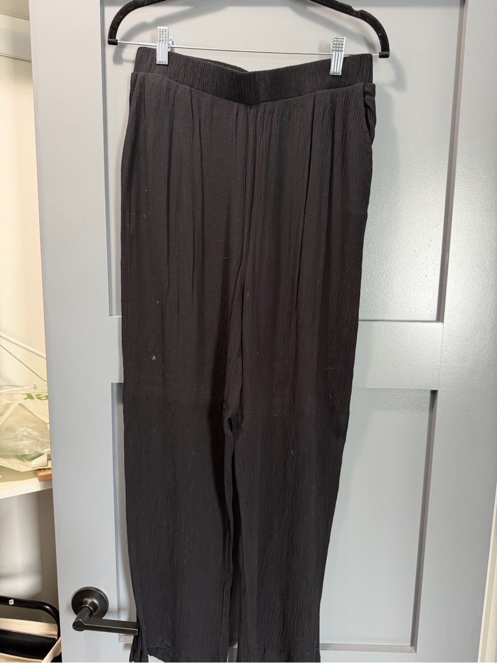 Z Supply Black Textured Wide-Leg Pants โ M